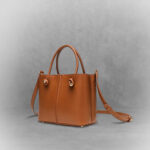 Brown Plaid Spiked Bucket Bag - Image 2